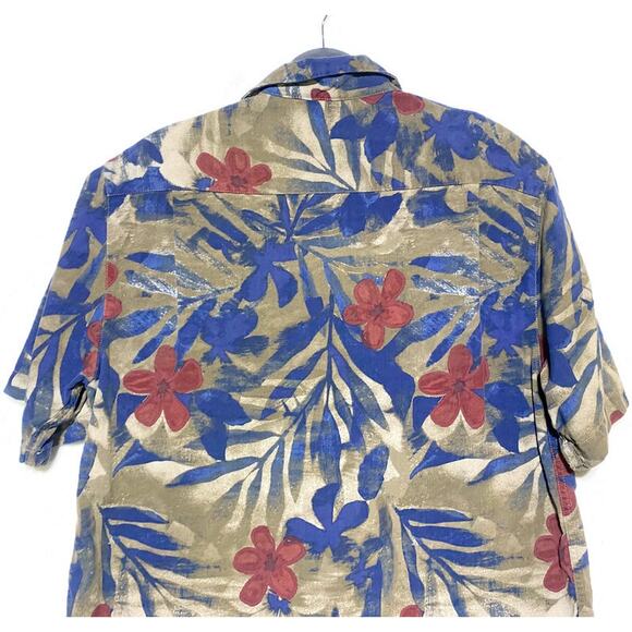 Caribbean Silk Blend Button Up Shirt Men's Size Medium Short Sleeve - Picture 7 of 7
